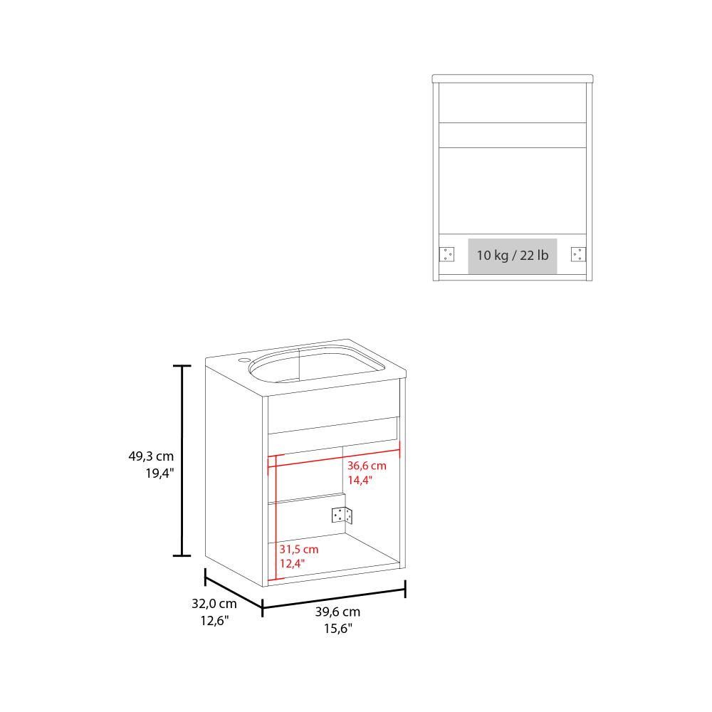 Mueble Para Lavamanos Furman, Wengue, Incluye Lavamanos Plastiglas Floresta 40 ZF