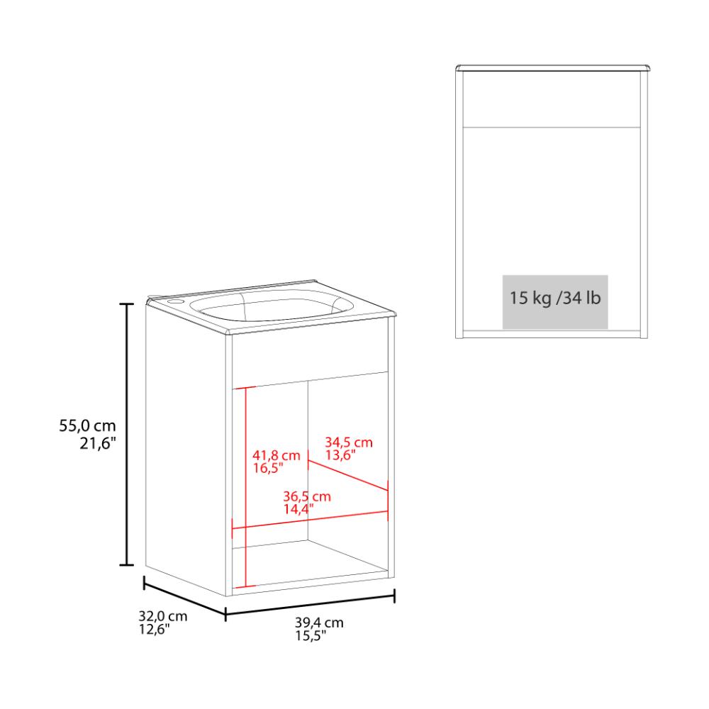 Mueble Para Lavamanos Flotante Betel, Blanco Duqueza, Incluye Lavamanos Plastiglas Floresta 40 ZF