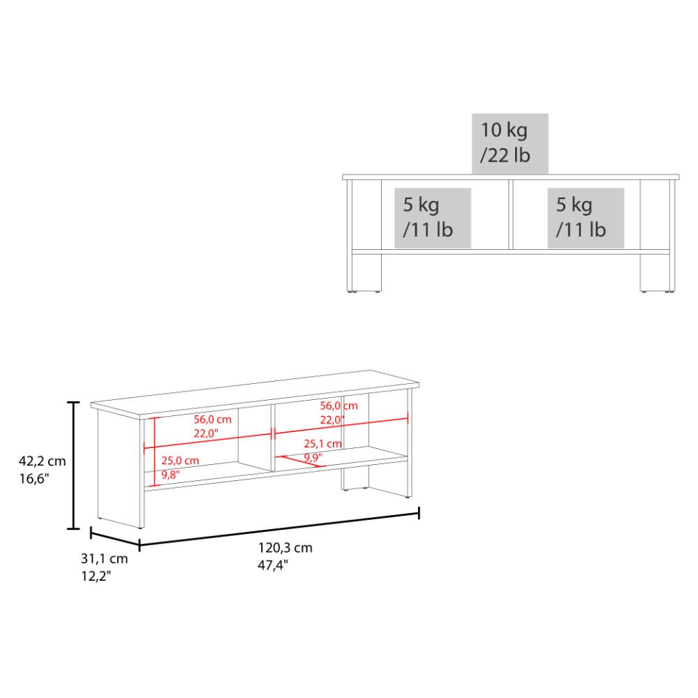Mesa Para Tv Navi, Nogal Europeo y Blanco, Para Televisor Hasta 55 Pulgadas Con Puerta