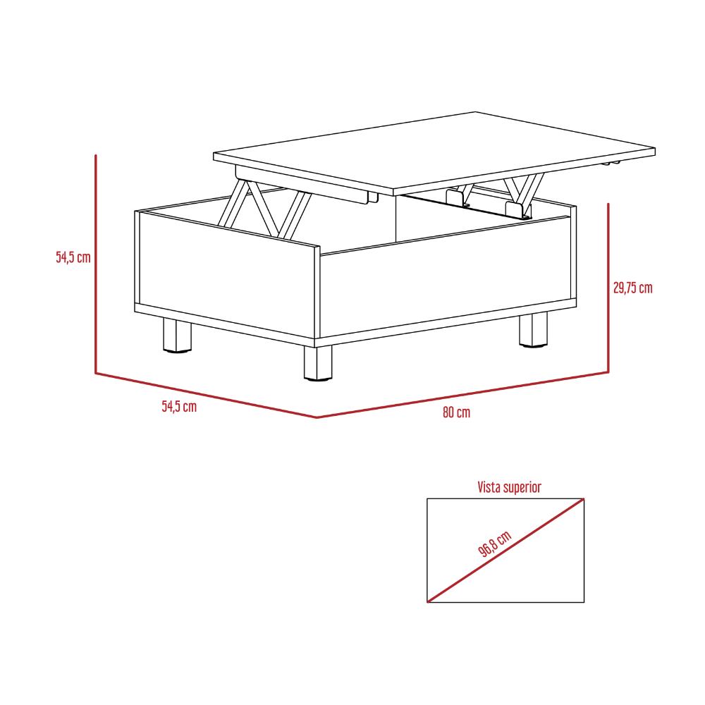 Mesa de Centro Albar, Wengue, con Cajón Interno y Patas Metálicas