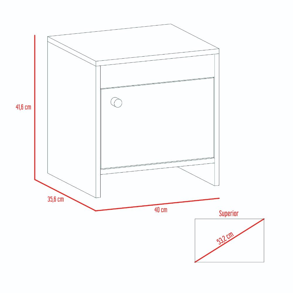 Mesa de Noche Armonía, Beige y Blanco Duqueza, con Un Cajón Organizador y Amplio Espacio X2