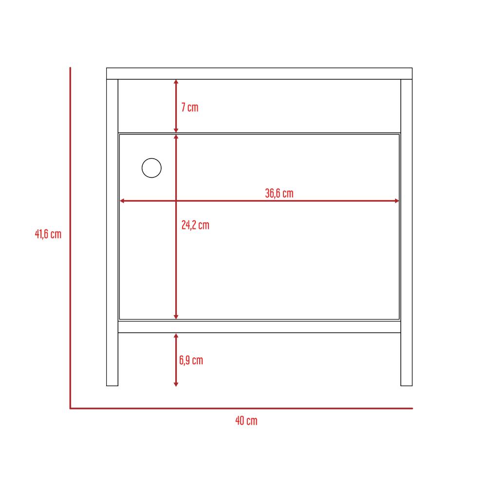 Mesa de Noche Tutto, Café Claro, con Cajón Para Guardar Objetos Ideal Para Espacios Reducidos