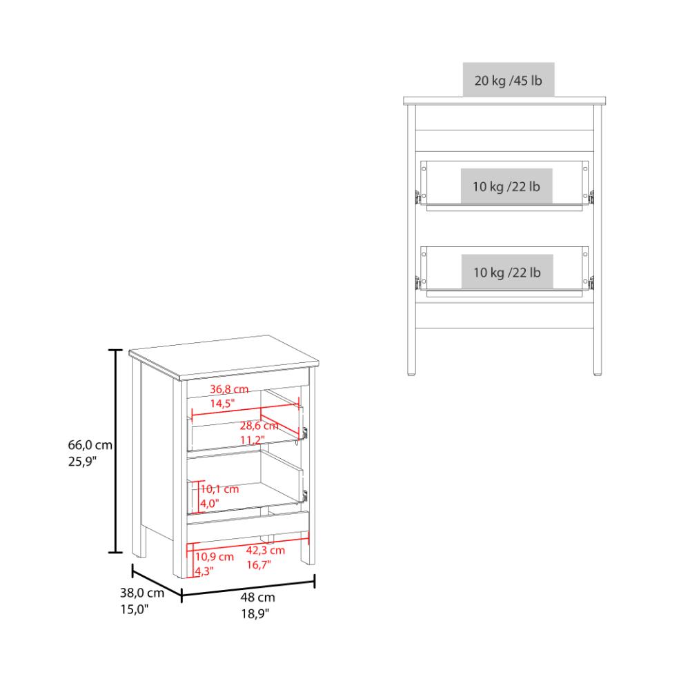 Mesa de Noche Camil, Blanco Duqueza, con espacio para colocar objetos decorativos ZF