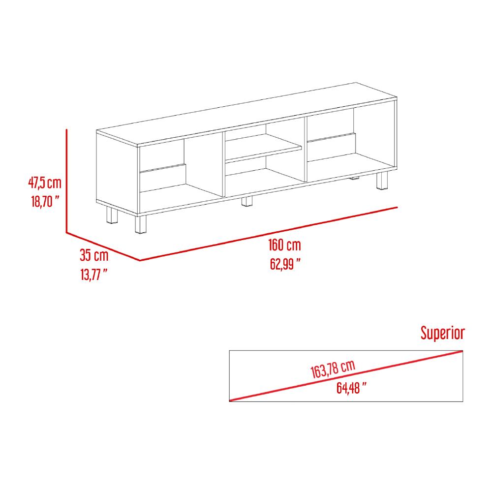 Mesa Para Tv Tunez, Wengue y Blanco Duqueza, Para Televisor Hasta 70 Pulgadas