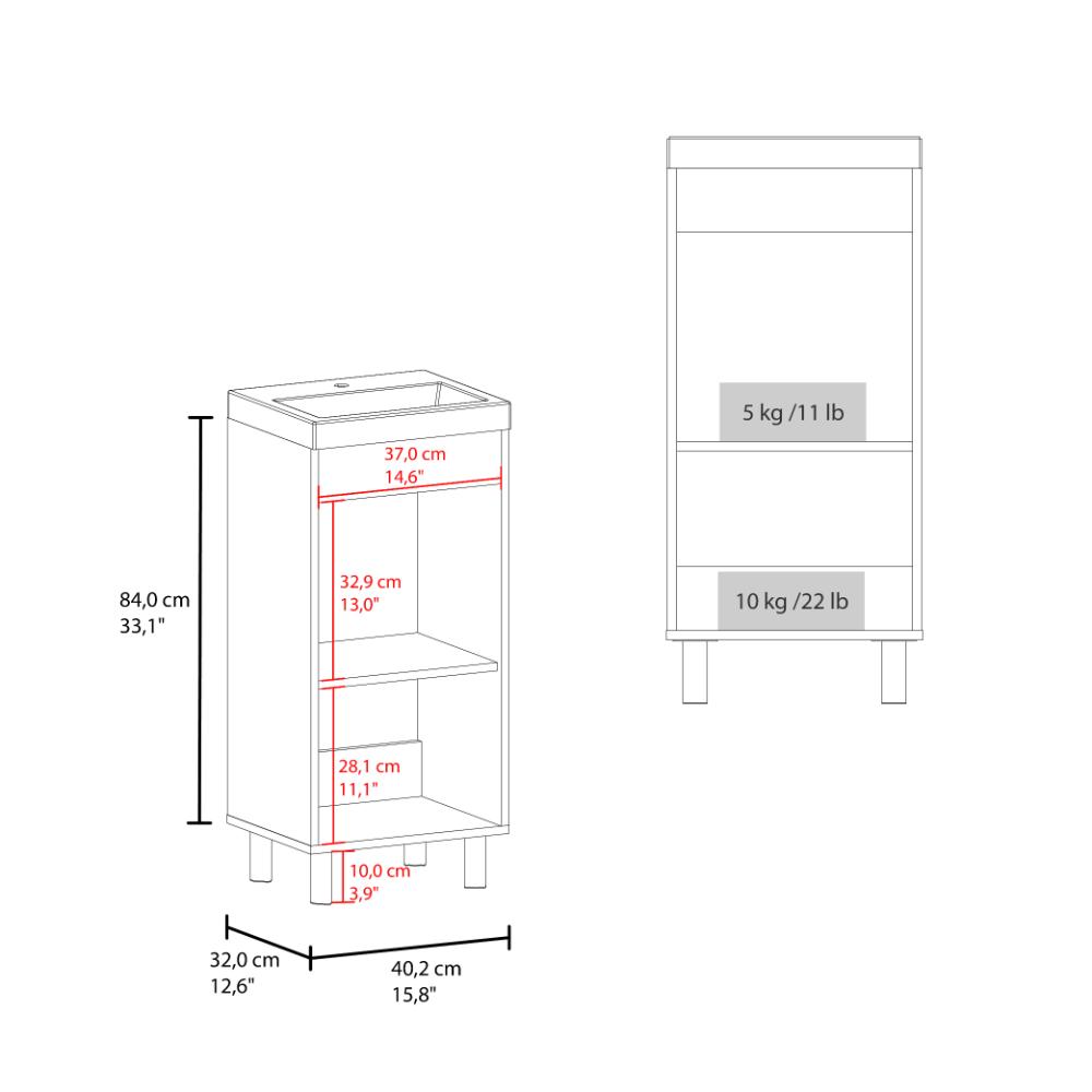 Mueble para Lavamanos Rivera, Wengue, con patas en acero y con gran espació para colocar objetos ZF