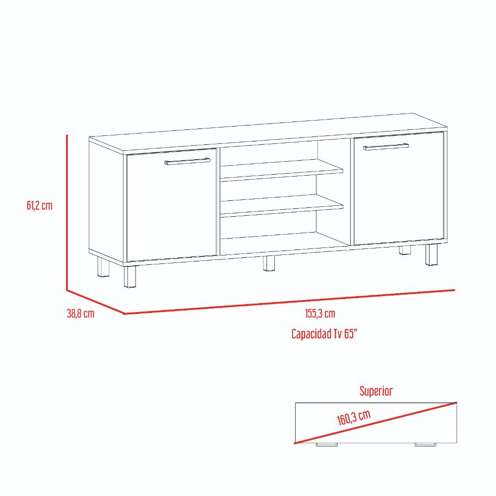 Mesa Para Tv Wesley, Wengue y Miel, con Espacio Para Televisor de 65 Pulgadas