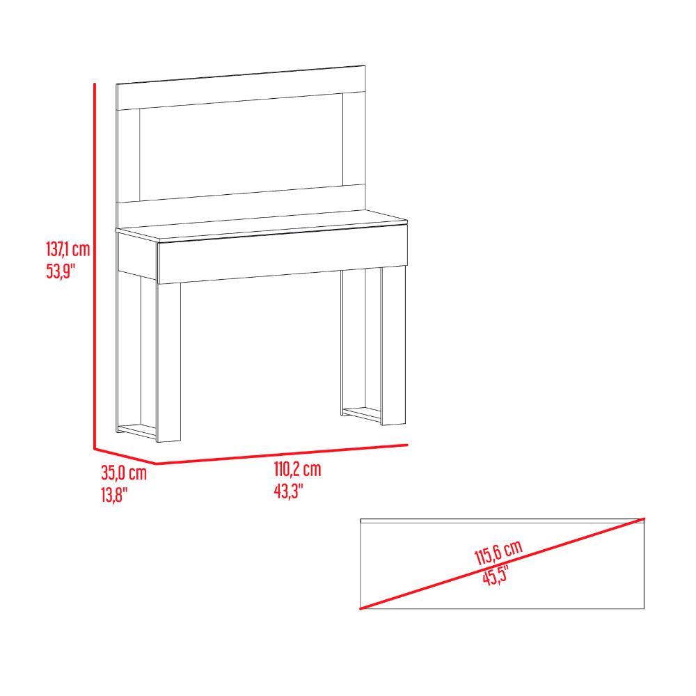 Mueble Tocador Leila, Bardolino, con espacio para ubicar maquillaje incluye espejo