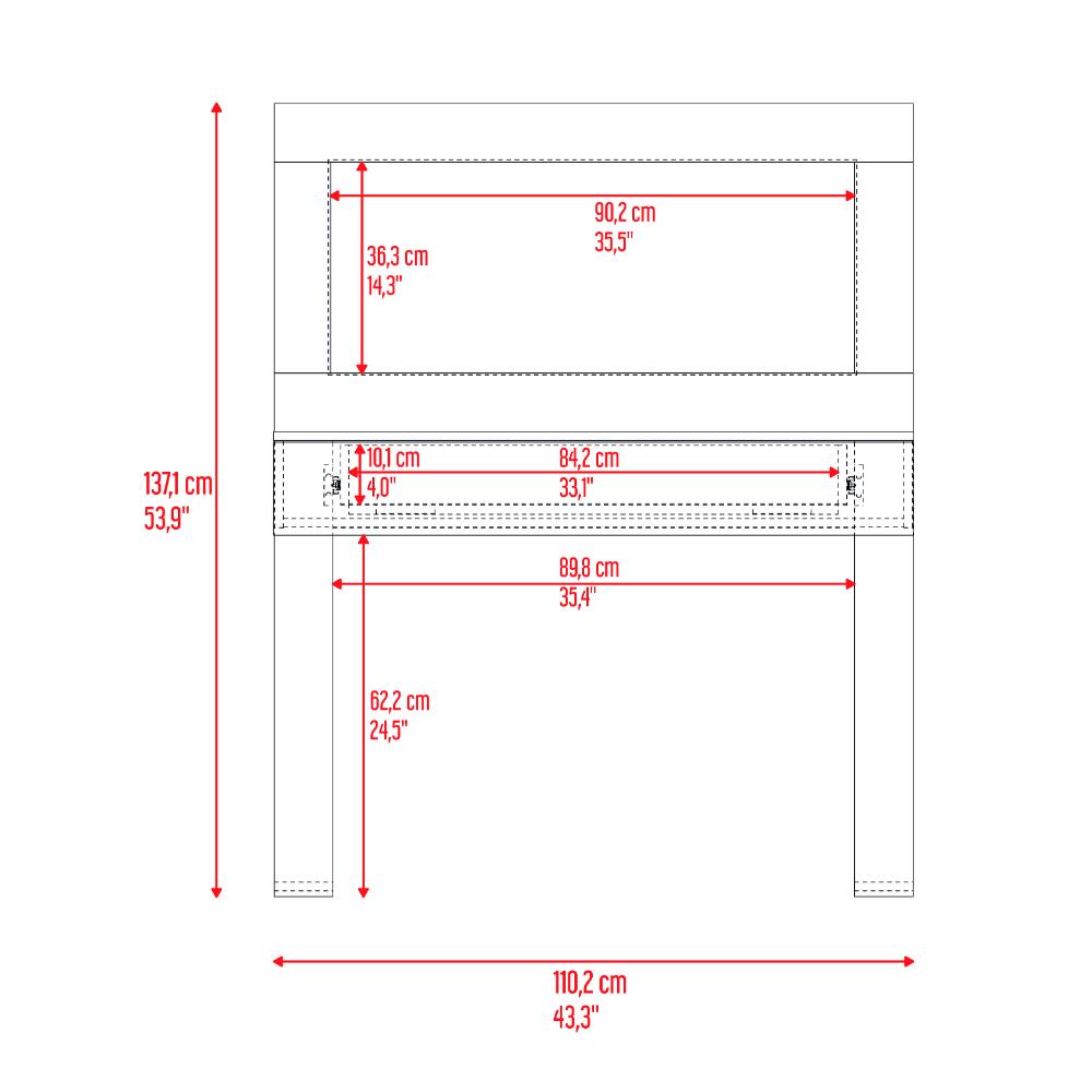 Mueble Tocador Leila, Bardolino, con espacio para ubicar maquillaje incluye espejo