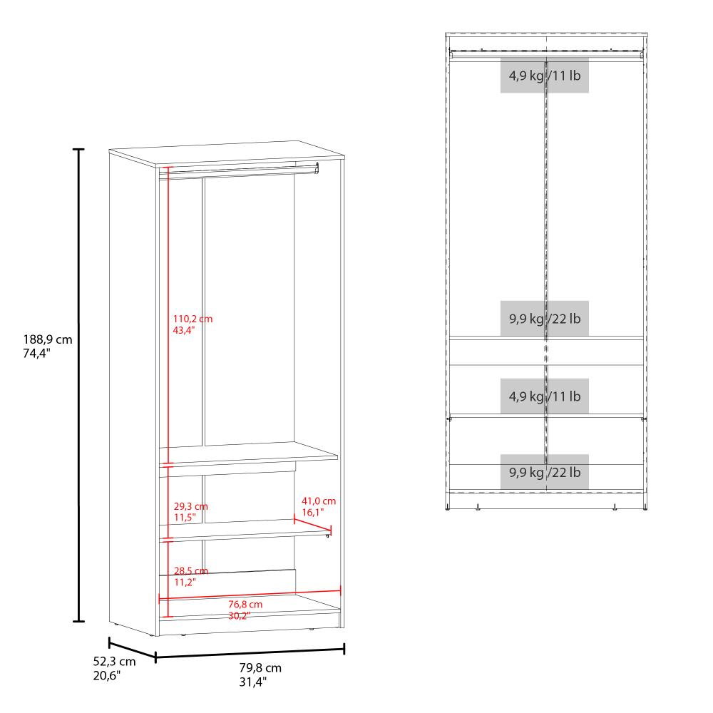 Closet Wend II, Wengue, con dos puertas abatibles y dos entrepaños ZF