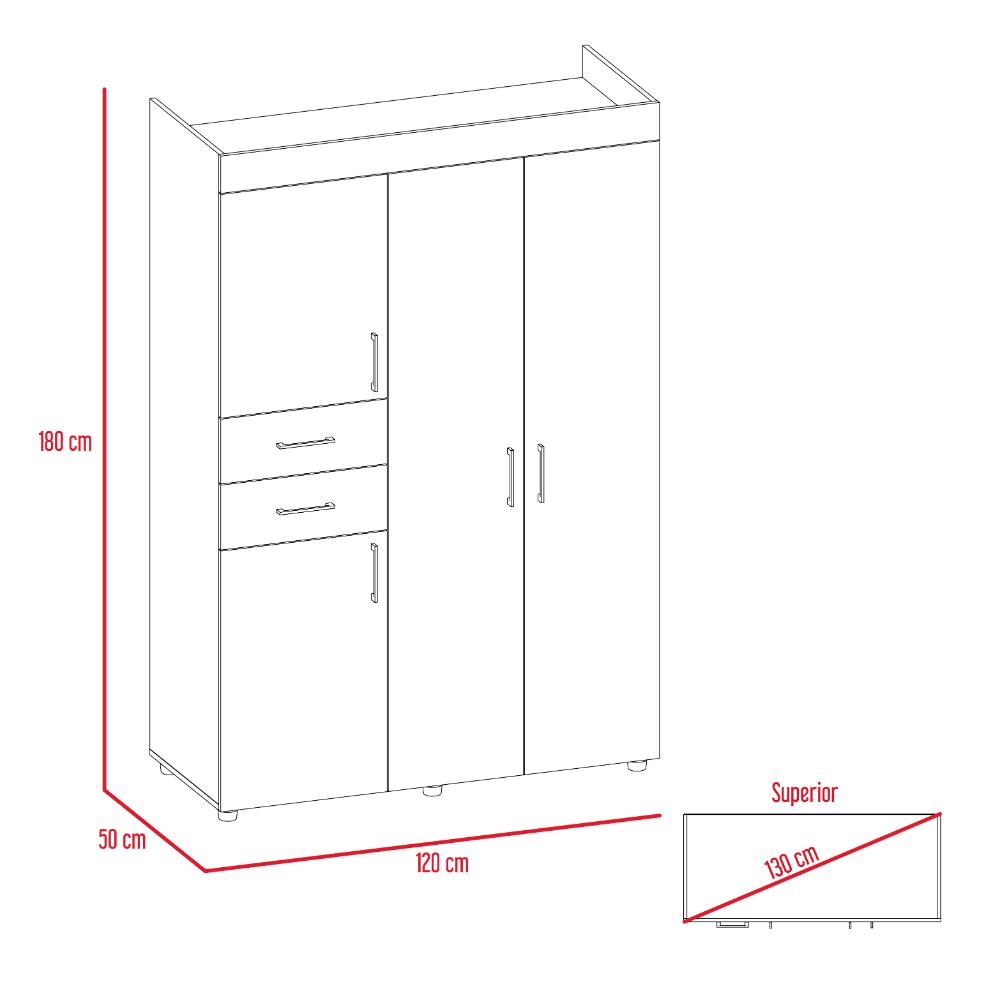 Closet Tulipán, Wengue, con Dos Cajones Amplios y Cuatro Puertas Abatibles