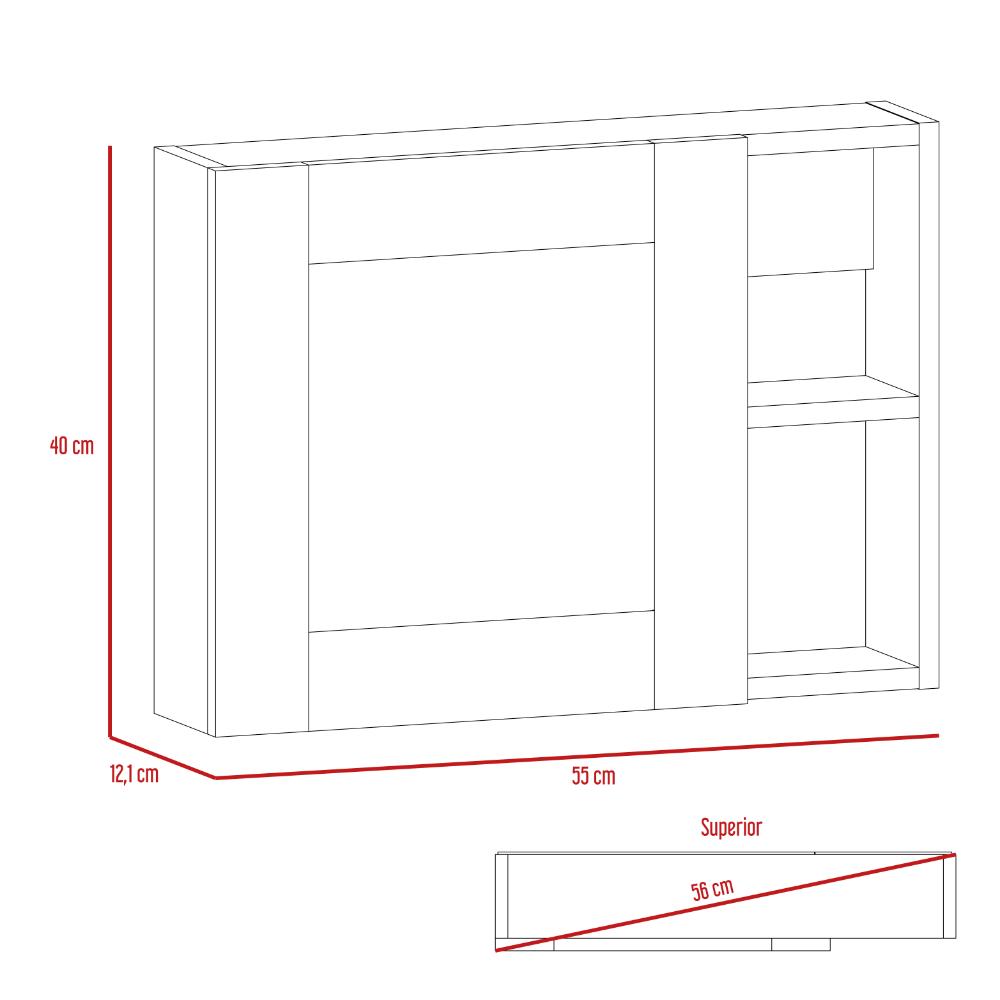 Gabinete de Baño Nilo, Beige, Puerta Espejo y Múltiples Entrepaños