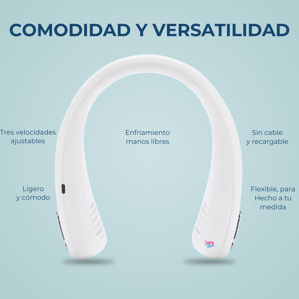 Ventilador De Cuello Portátil Recargable Triple Velocidad
