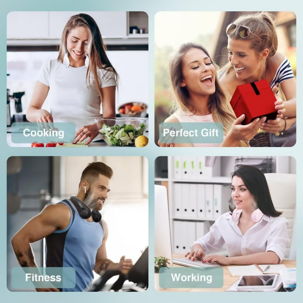 Ventilador De Cuello Portátil Recargable Triple Velocidad