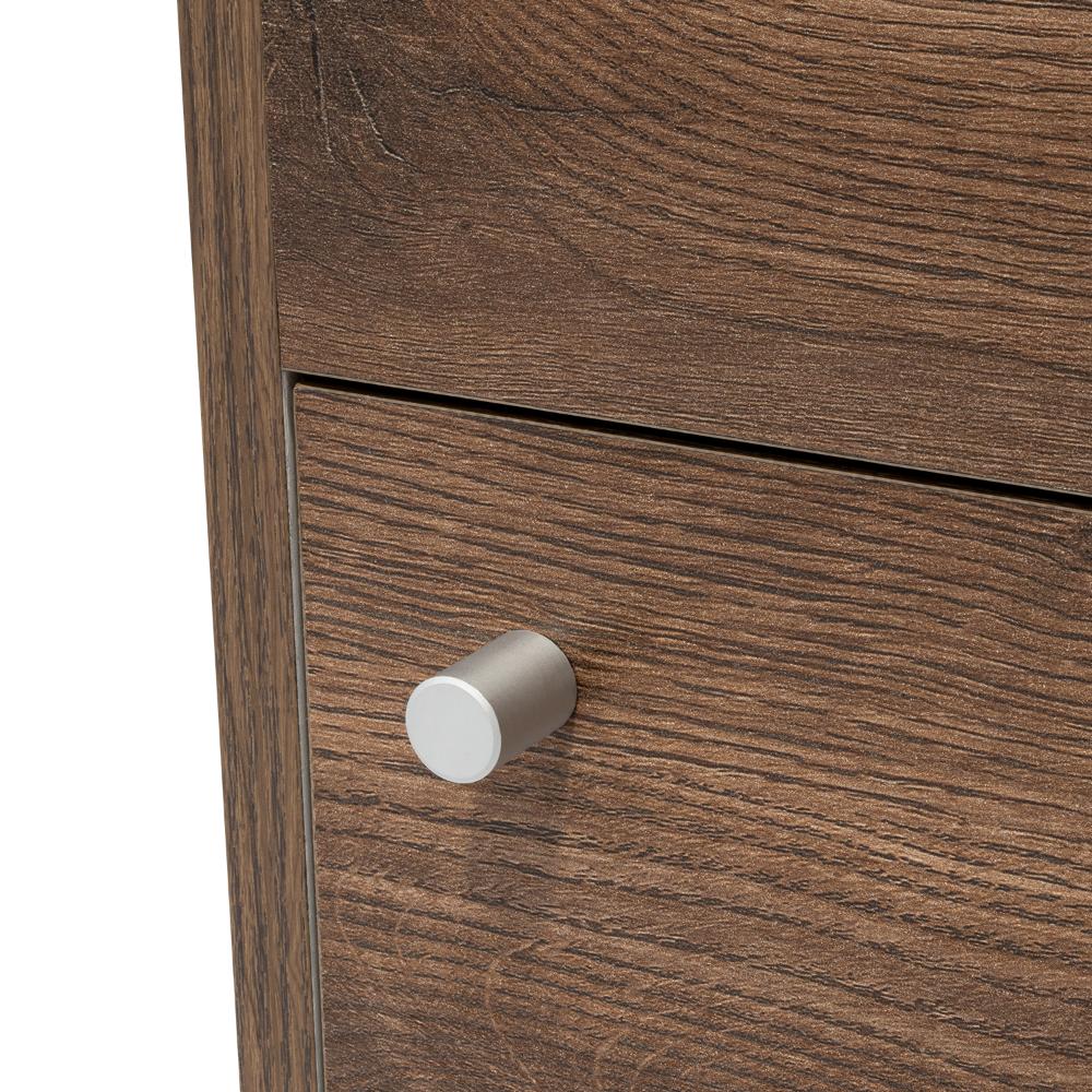 Mesa de Noche Tutto, Nogal y Blanco, con Cajón Para Guardar Objetos Ideal Para Espacios Reducidos