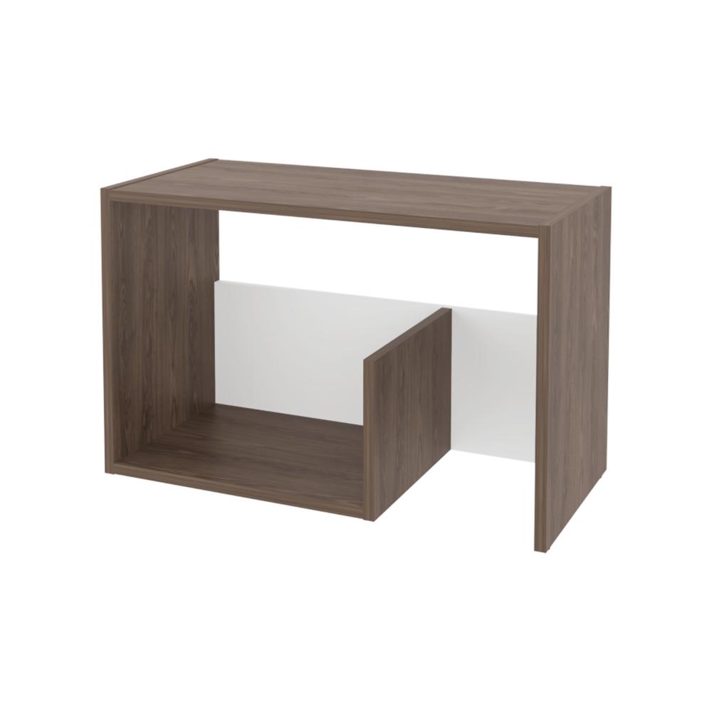 Mesa Auxiliar Evert, Coñac y Blanco Duqueza, con diseño moderno y espacio para ubicar objetos ZF