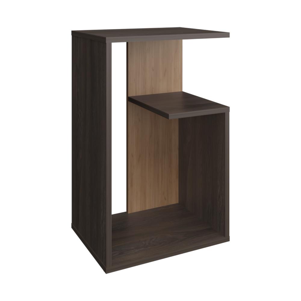 Mesa de Noche Evert, Carbón y Fresno Europeo, con diseño moderno y espacio para ubicar objetos ZF