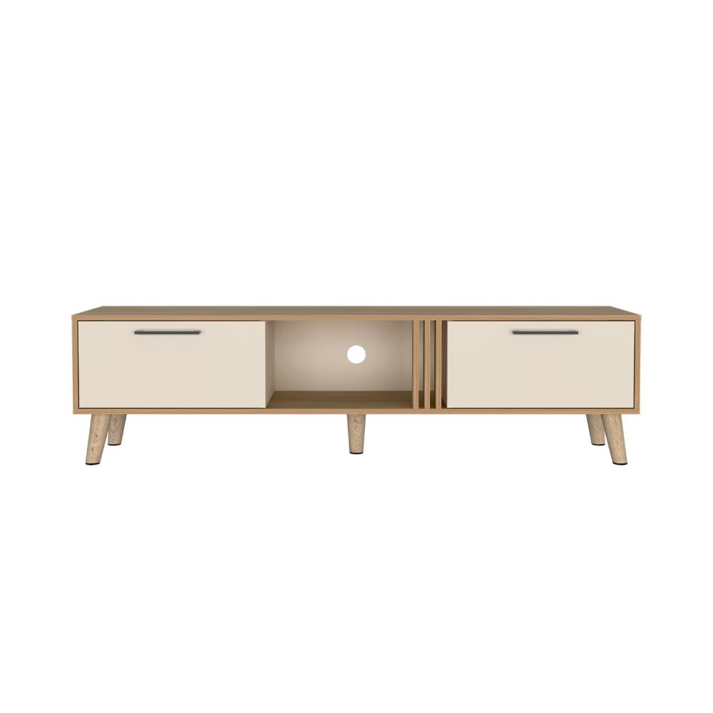 Mesa para TV Vanez, Fresno Europeo y Capri, con dos puertas abatibles 70"