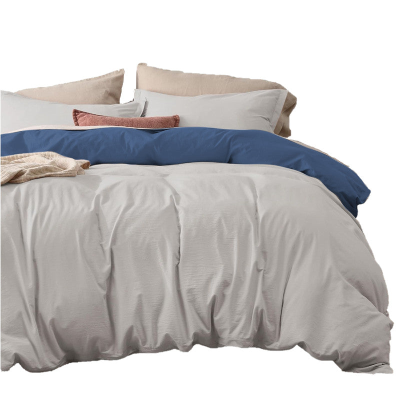 Funda Duvet Cover Bicolor Azul Oscuro Gris Claro QUEEN