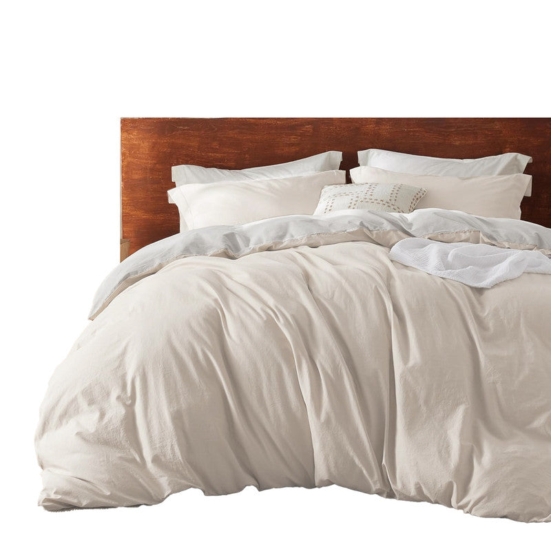 Funda Duvet Cover Bicolor Beige Gris Claro Doble