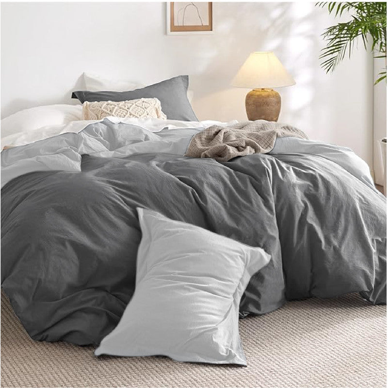 Funda Duvet Cover Bicolor Gris Oscuro Gris Claro Queen