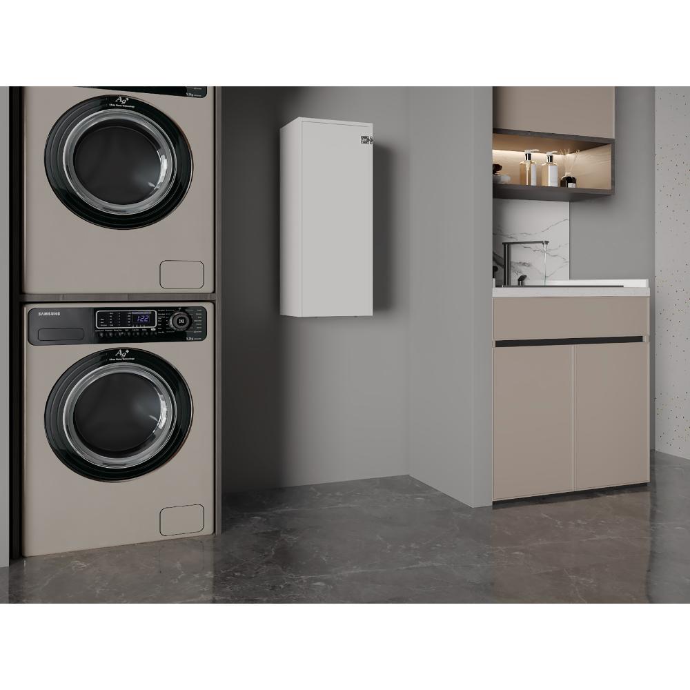 Mesa Para Planchar Plegable a la Pared Vesper, Blanco, con Amplia Superficie Baja Para Almacenamiento