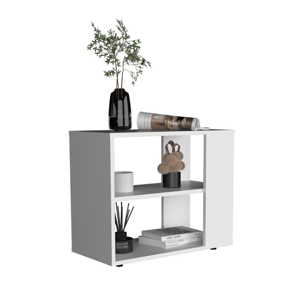 Mesa Auxiliar Delverg, Blanco, con espacio para guardar objetos ZF