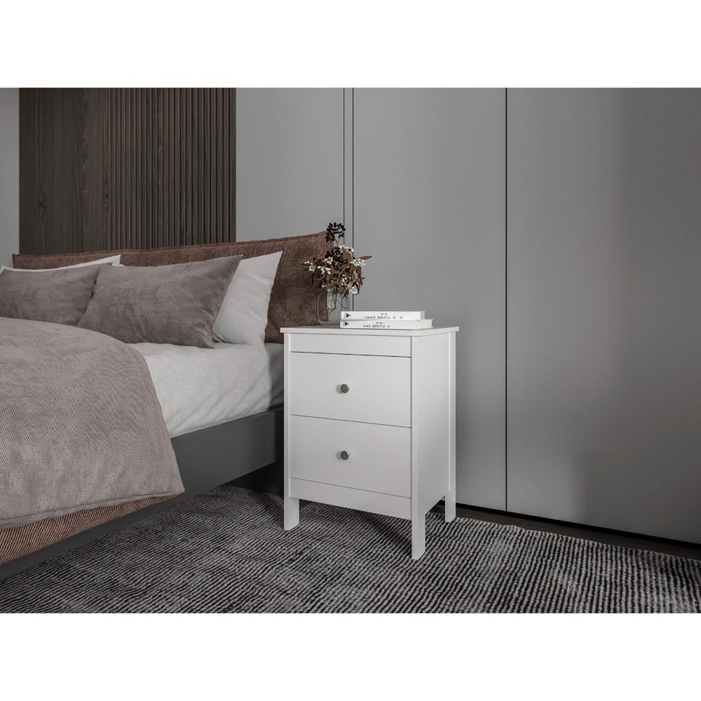 Mesa de Noche Camil, Blanco Duqueza, con espacio para colocar objetos decorativos ZF