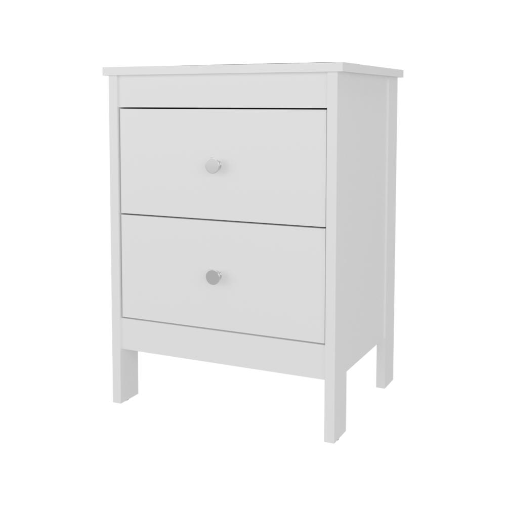 Mesa de Noche Camil, Blanco Duqueza, con espacio para colocar objetos decorativos ZF