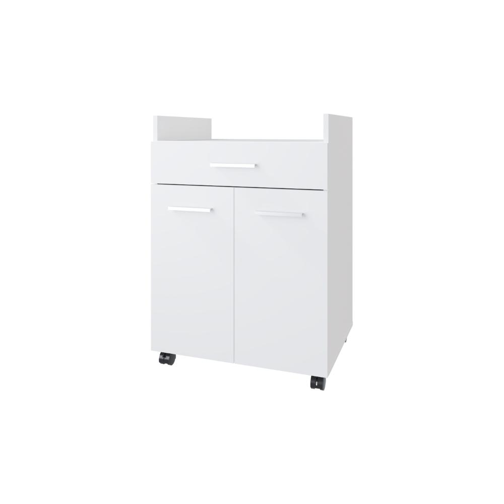 Mesa Auxiliar de Cocina Glover, Blanco Duqueza, con rodachina ZF