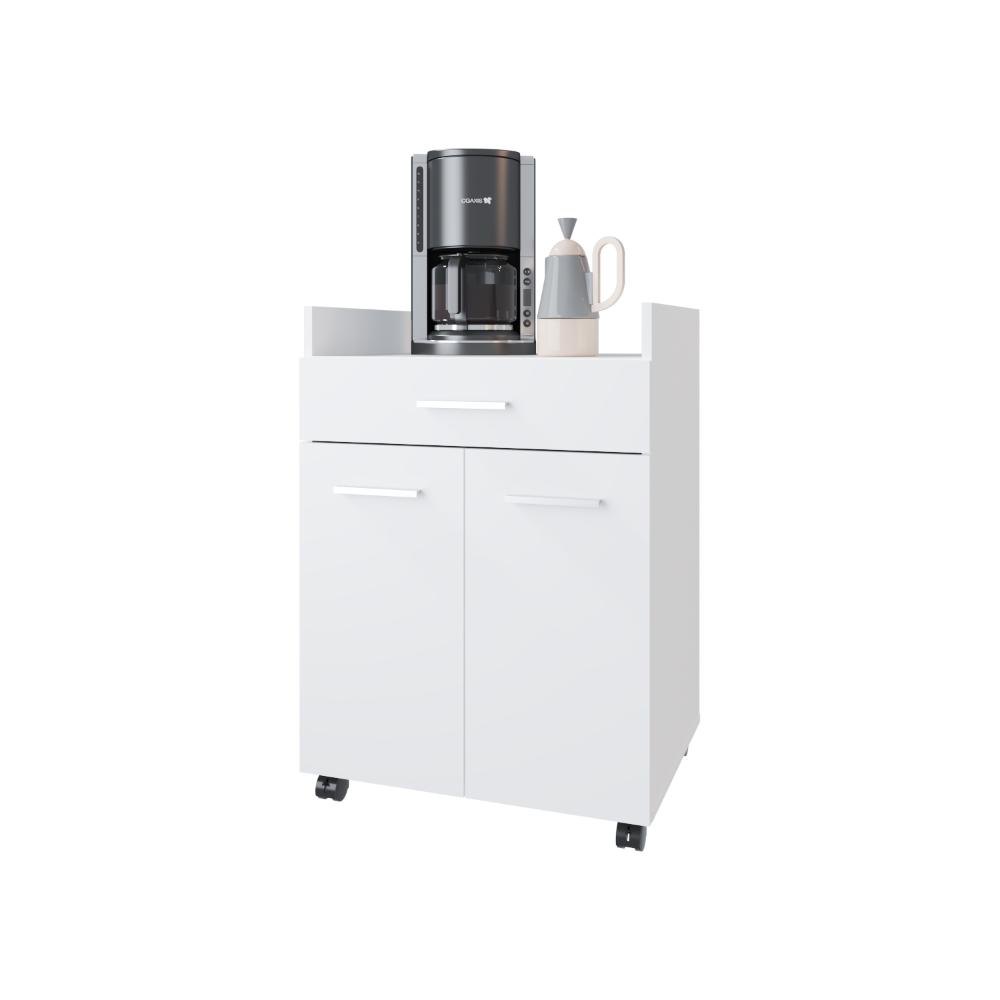 Mesa Auxiliar de Cocina Glover, Blanco Duqueza, con rodachina ZF