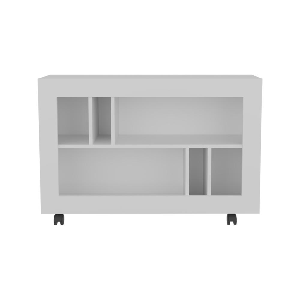 Mesa Auxiliar Jorge, Blanco, con espacio para guardar objetos como libros y decoracion ZF