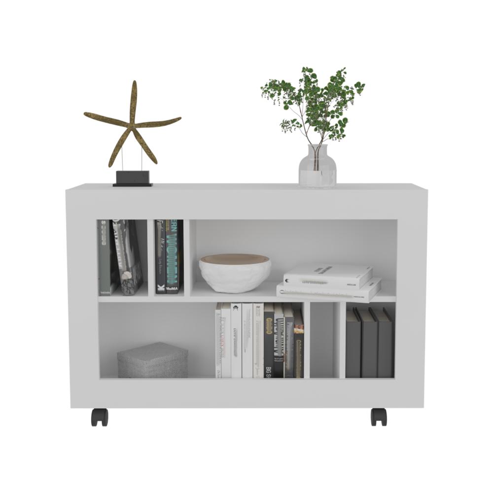 Mesa Auxiliar Jorge, Blanco, con espacio para guardar objetos como libros y decoracion ZF