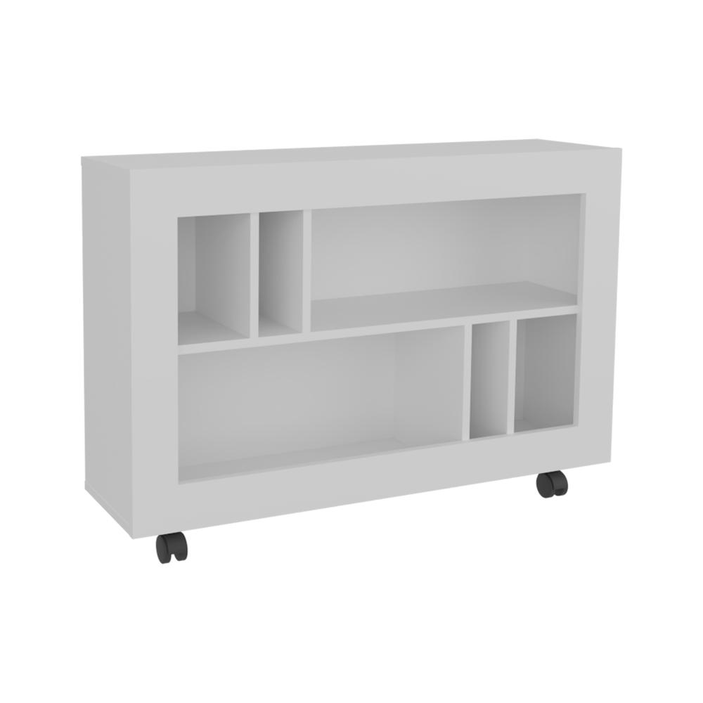 Mesa Auxiliar Jorge, Blanco, con espacio para guardar objetos como libros y decoracion ZF