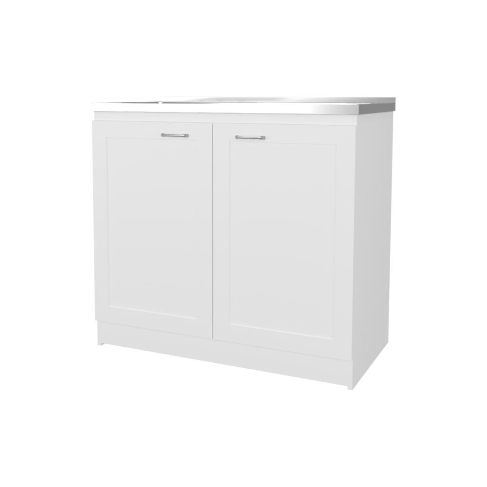 Gabinete Inferior Toronto, Blanco, con espacio de almacenamiento y manijas metálicas ZF