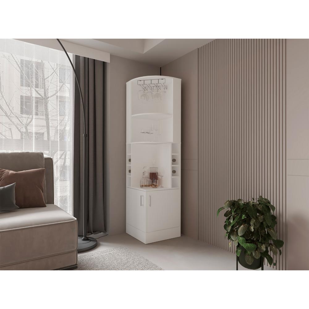 Bar Esquinero Ascher, Blanco, con Dos Puertas y Porta Copas ZF