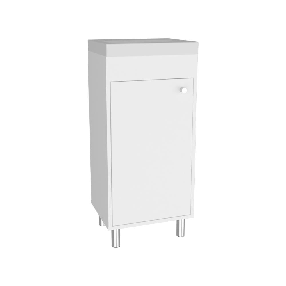 Mueble para Lavamanos Rivera, Blanco Duqueza, con patas en acero y con gran espació para colocar objetos ZF