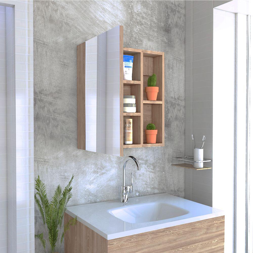 Gabinete de Baño Labell, Miel, con Puerta Espejo y Entrepaños - VIRTUAL MUEBLES