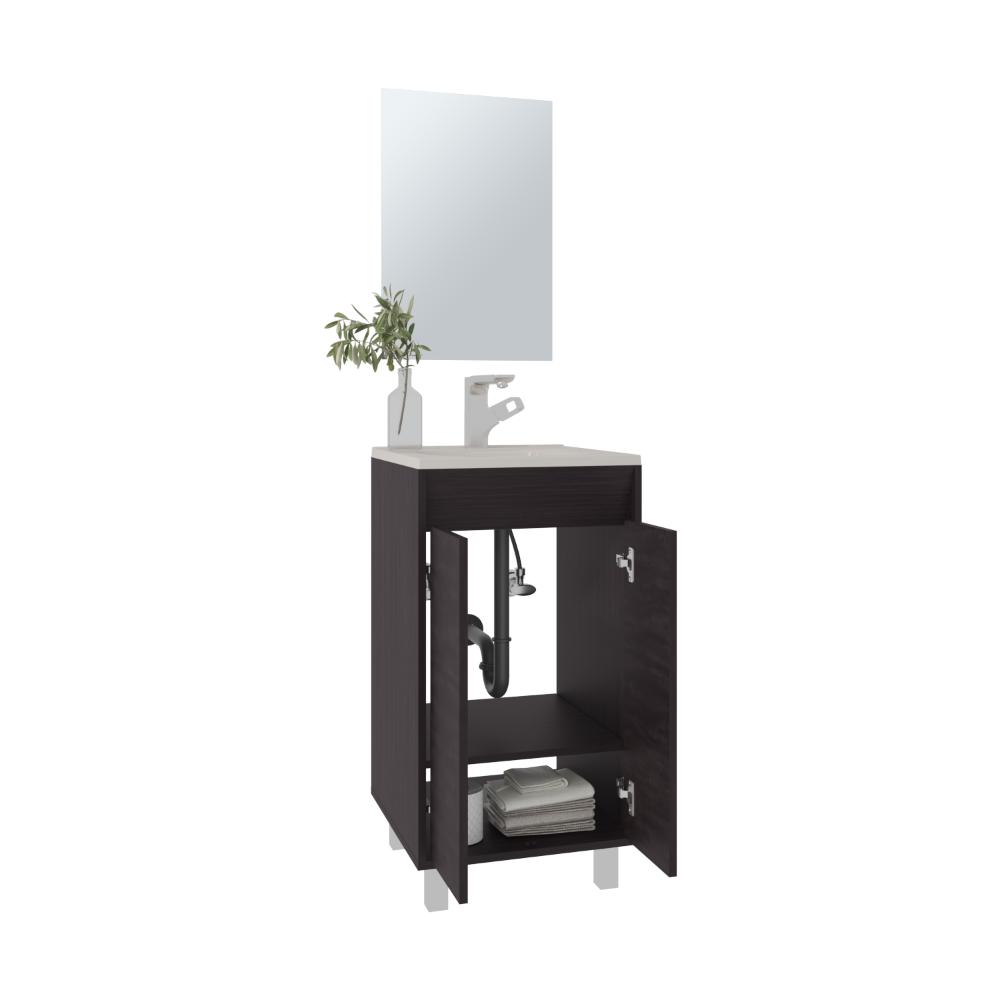Combo Mueble Para Lavamanos Brandy, Wengue, Incluye Lavamanos Praia 45 y Espejo ZF