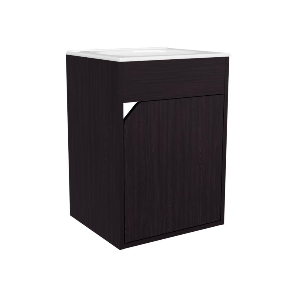 Mueble Para Lavamanos Flotante Betel, Wengue, Incluye Lavamanos Plastiglas Floresta 40 ZF