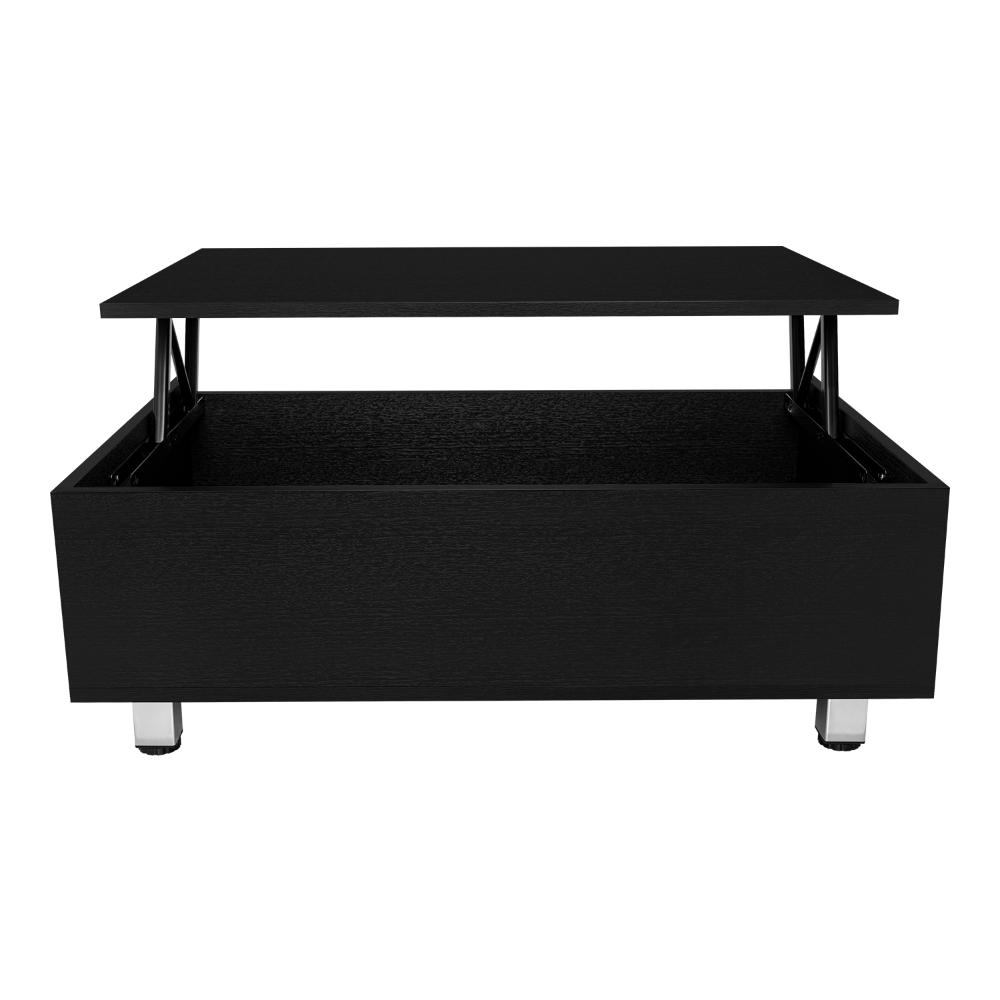 Mesa de Centro Albar, Wengue, con Cajón Interno y Patas Metálicas