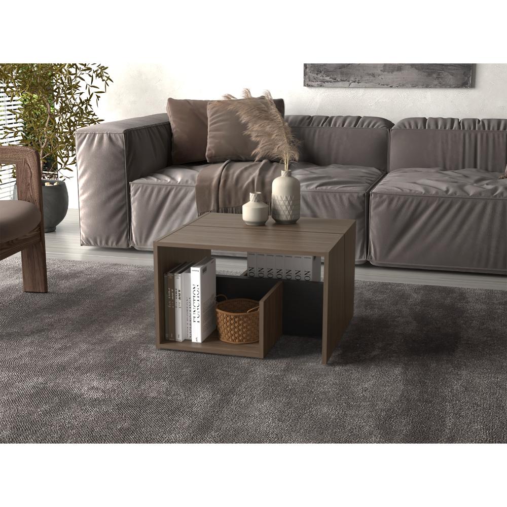 Mesa de Noche Evert, Milan y Wengue, con diseño moderno y espacio para ubicar objetos