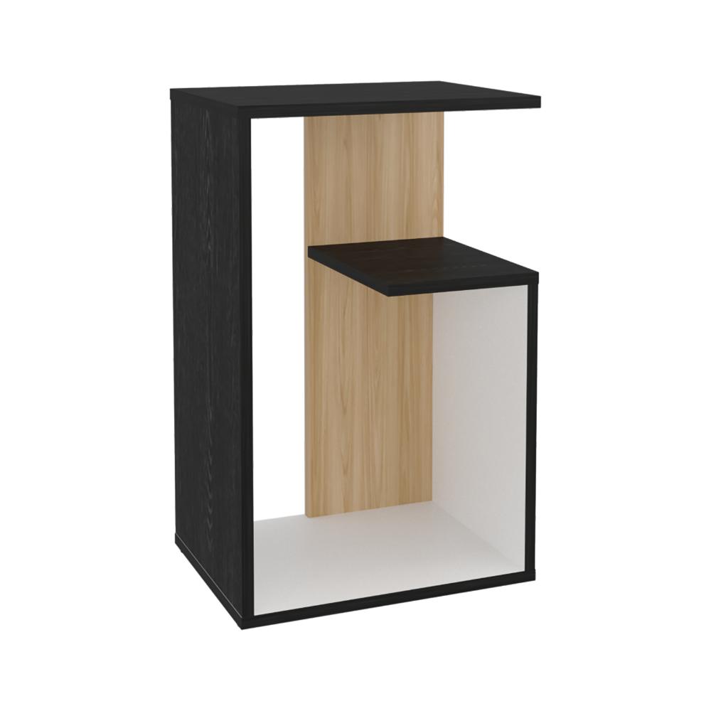 Mesa Auxiliar Evert, Wengue y Blanco Duqueza, con diseño moderno y espacio para ubicar objetos