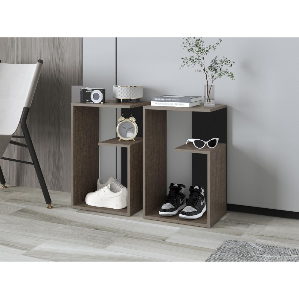 Mesa Auxiliar Evert, Olmo y Wengue, con diseño moderno y espacio para ubicar objetos