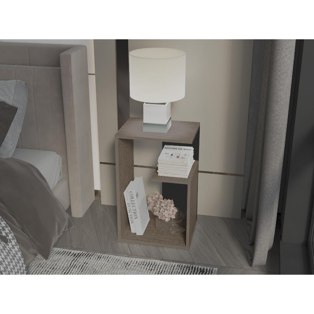 Mesa Auxiliar Evert, Olmo y Wengue, con diseño moderno y espacio para ubicar objetos