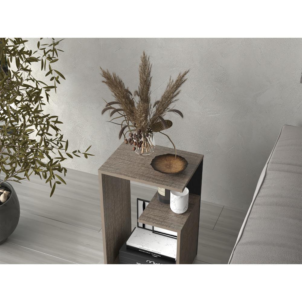 Mesa Auxiliar Evert, Olmo y Wengue, con diseño moderno y espacio para ubicar objetos