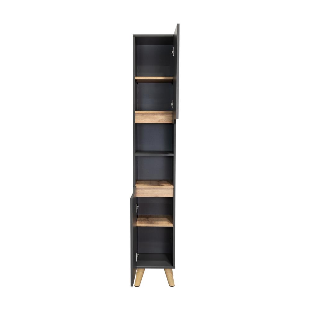 Mueble Auxiliar para Baño Apolis, Plata Oscuro y Café claro, con un diseño minimalista y es de facil instalación