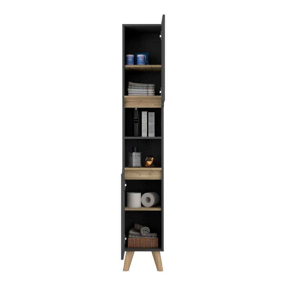 Mueble Auxiliar para Baño Apolis, Plata Oscuro y Café claro, con un diseño minimalista y es de facil instalación