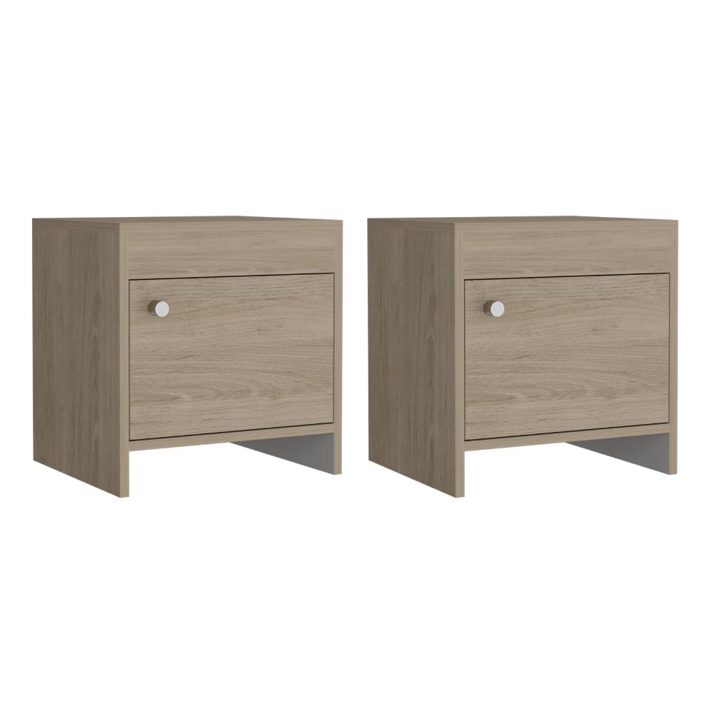 Mesa de Noche Armonía, Beige y Blanco Duqueza, con Un Cajón Organizador y Amplio Espacio X2