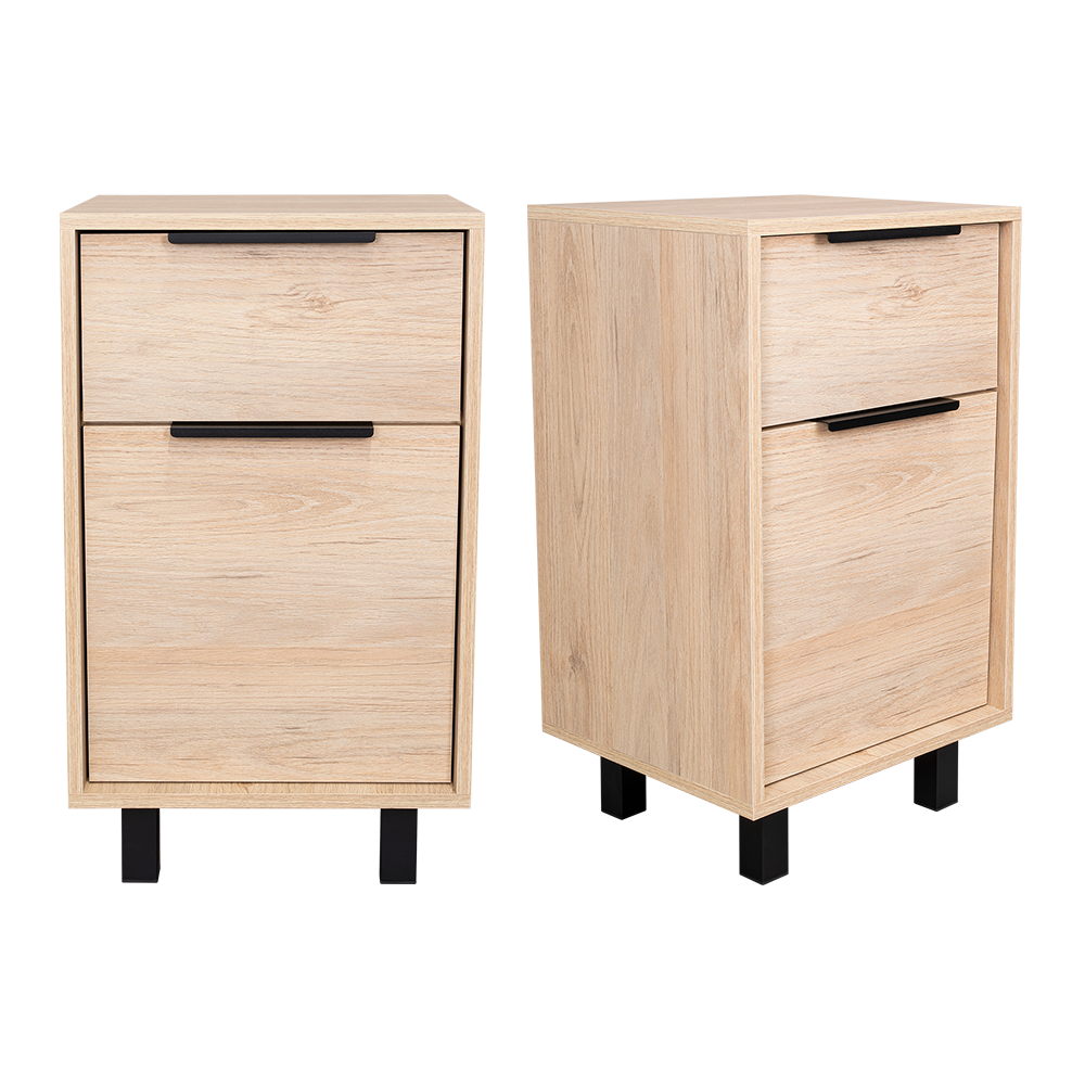 Mesa de Noche Wesley, Beige y Blanco, con Una Puerta y Un Cajón Organizador X2