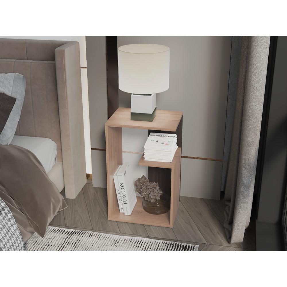 Mesa Auxiliar Evert, Café Expresso y Wengue, con diseño moderno y espacio para ubicar objetos ZF